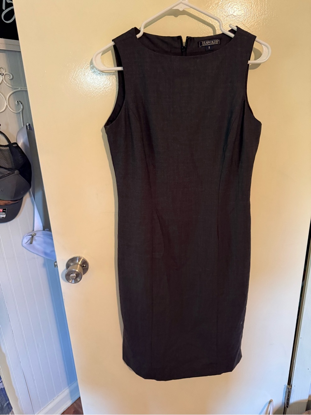 Harold's Charcoal Sheath Midi Dress with built in slip size 2